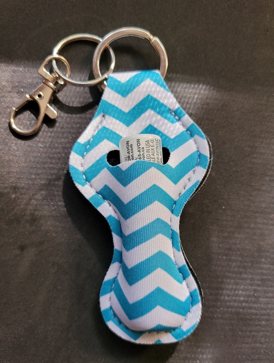 Blue & White Keychain Lip Balm Holder