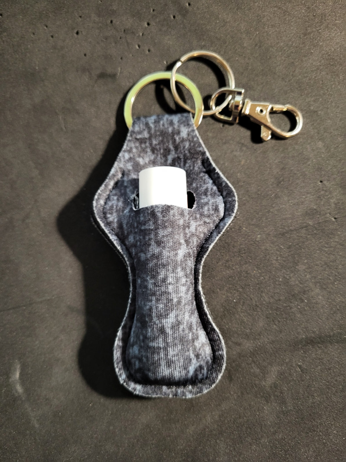 Black & Gray Keychain Lip Balm Holder