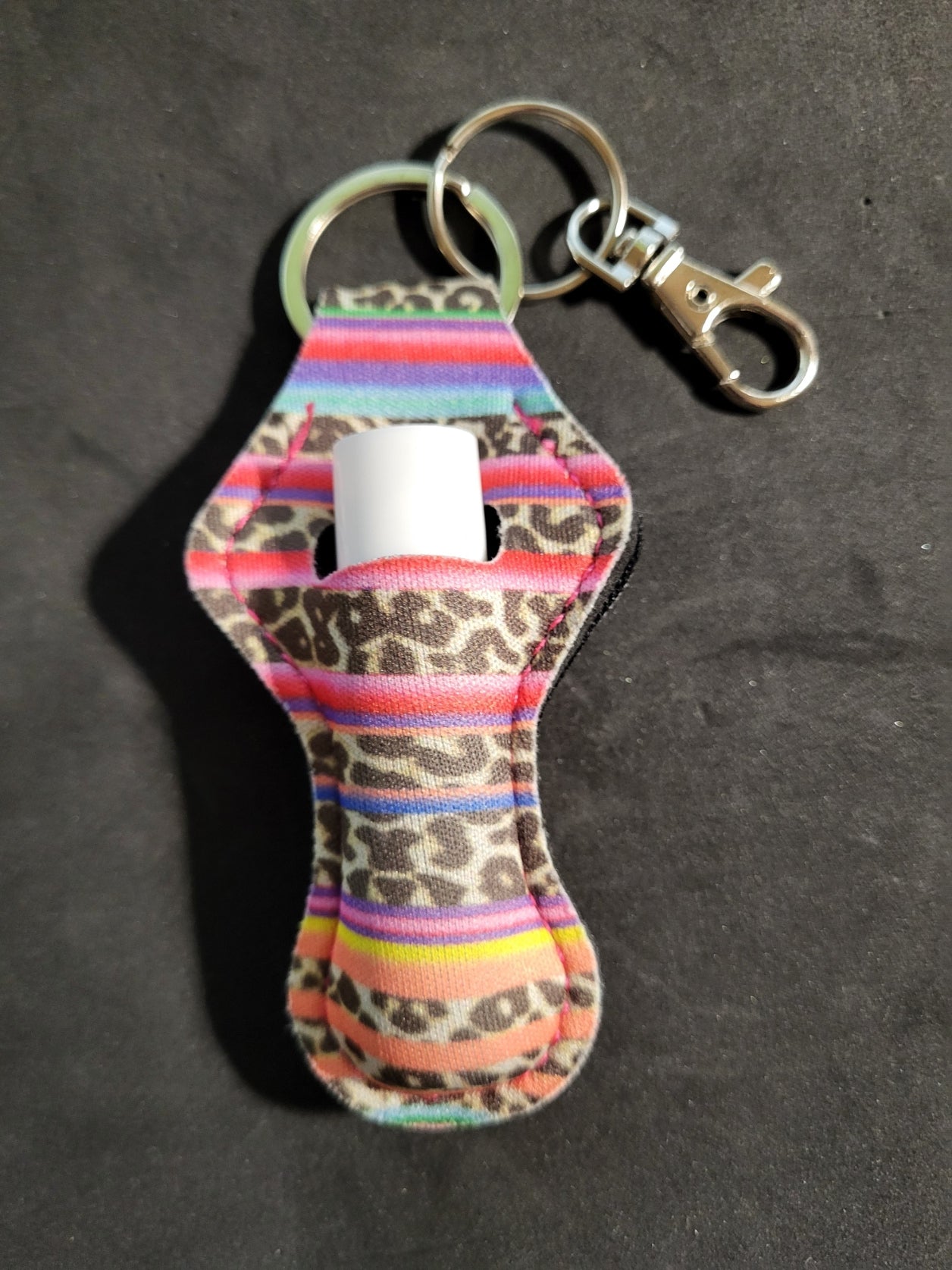 Animal Print Keychain Lip Balm Holder