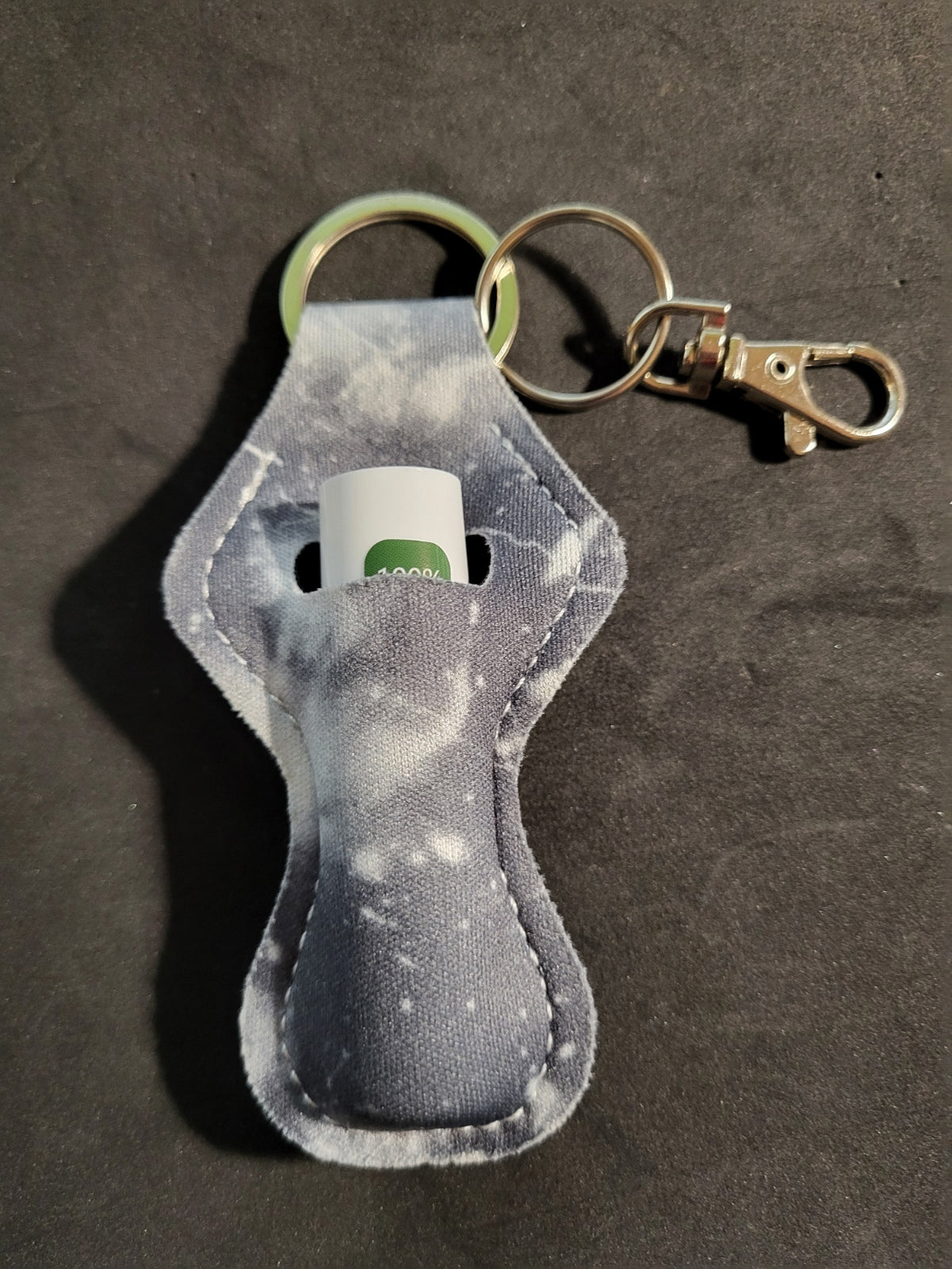 Gray & White Keychain Lip Balm Holder