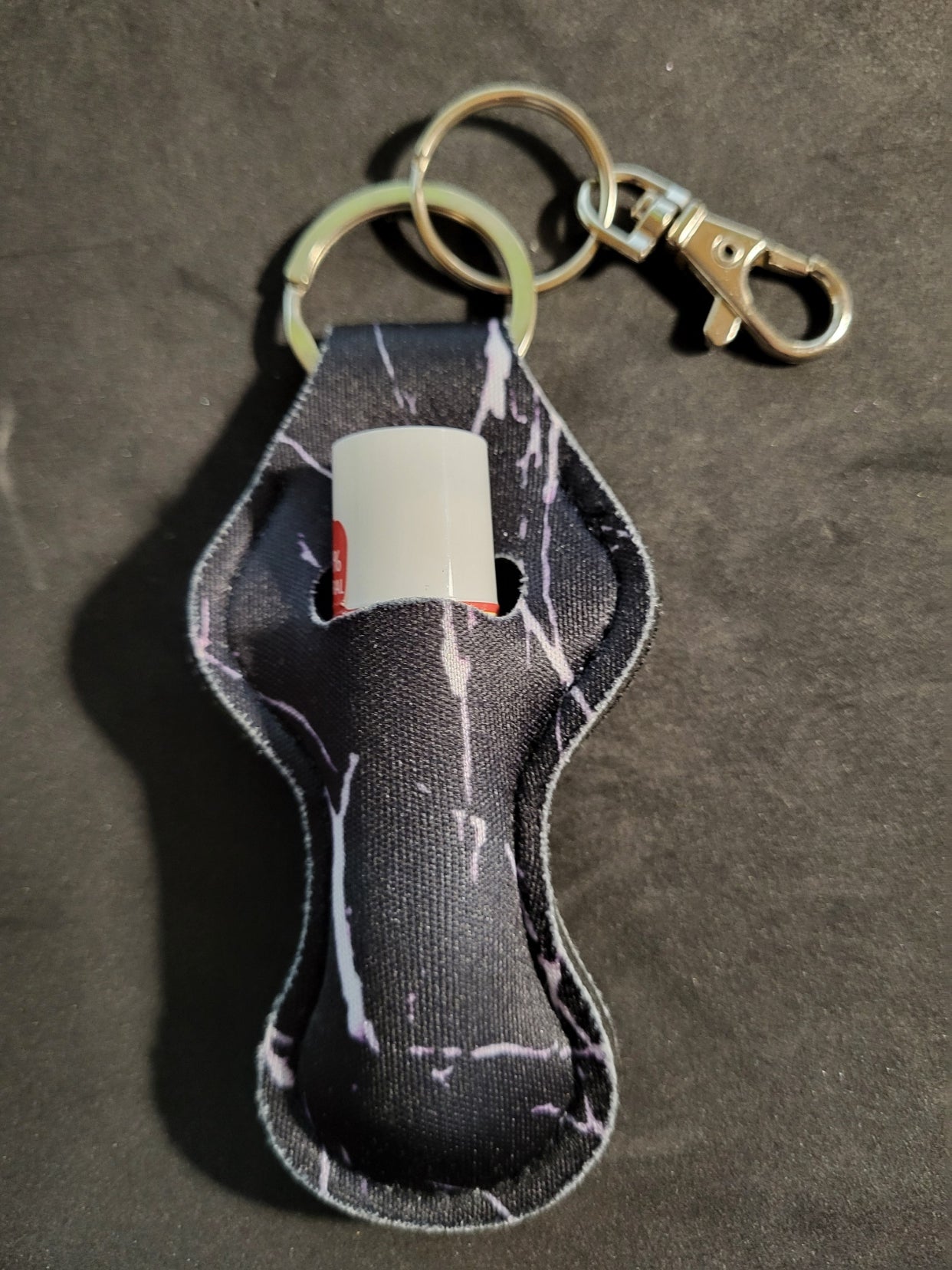 Black Keychain Lip Balm Holder