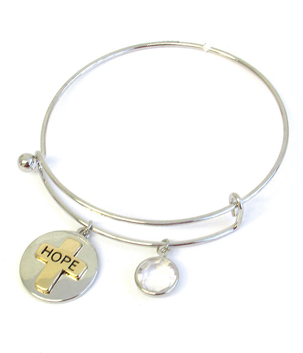 Cross Hope Wire Bangle Bracelet