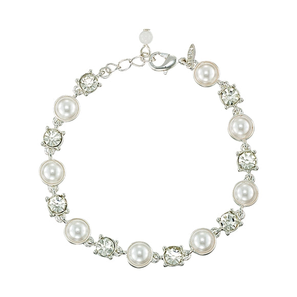 Pearl & Rhinestone Link Bracelet