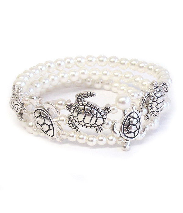Pearl & Turtle Stretch Bracelet