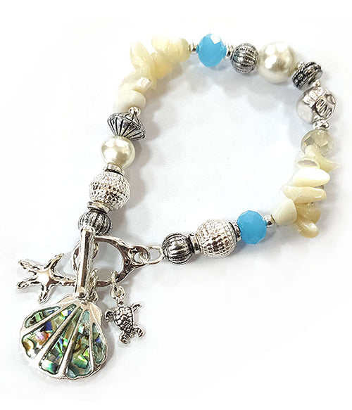 Abalone Shell Beaded Stretch Bracelet