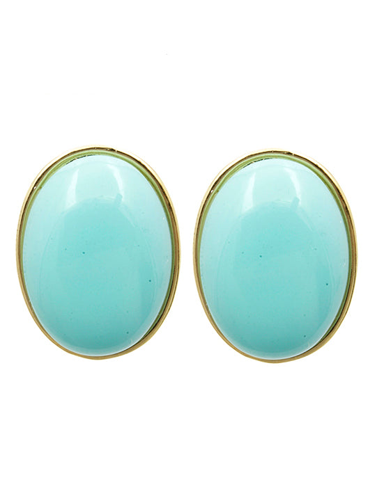 Green Oval Stud Earrings