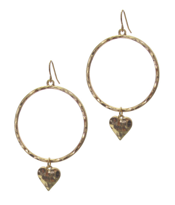 Gold Metal Heart Hoop Earrings