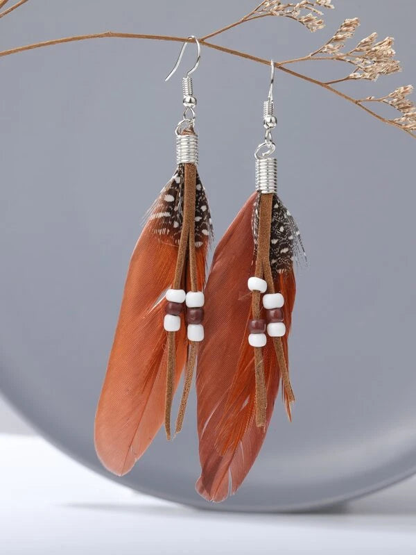 Feather & Bead Earrings