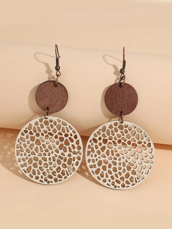 Wood & Leather Dangle Earrings