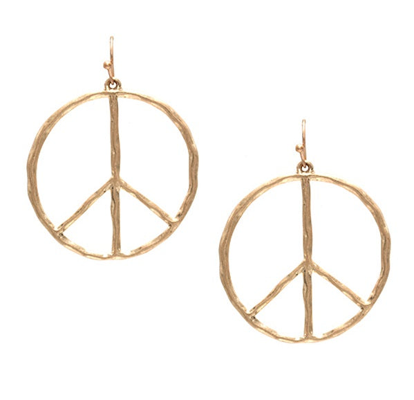 Gold Peace Sign Earrings
