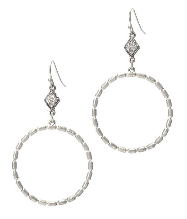 Silver Round Dangle Earrings