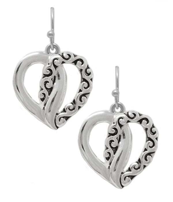 Heart Earrings with Design