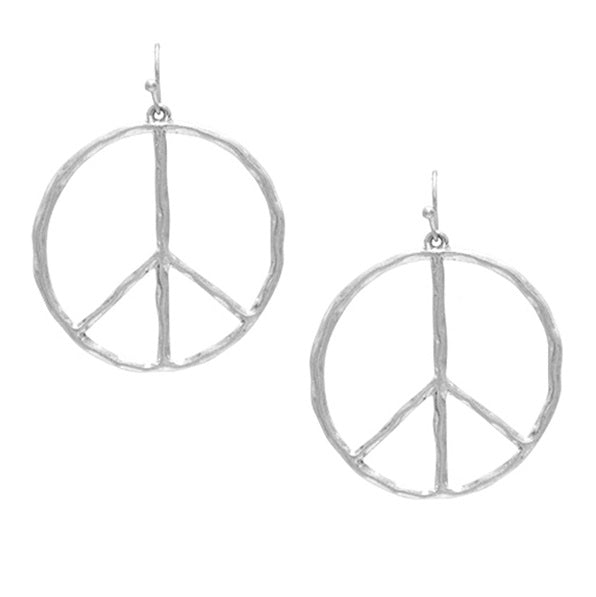 Silver Peace Sign Earrings