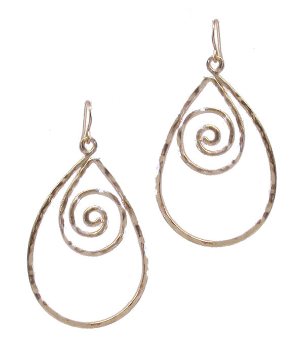 Gold Spiral Teardrop Earrings