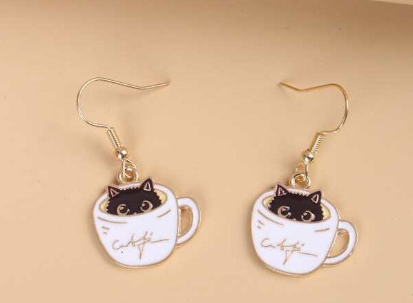 Cat in a Cup Earrings