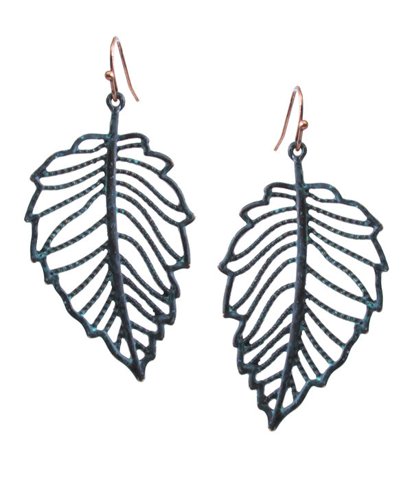 Blue Leaf Earrings