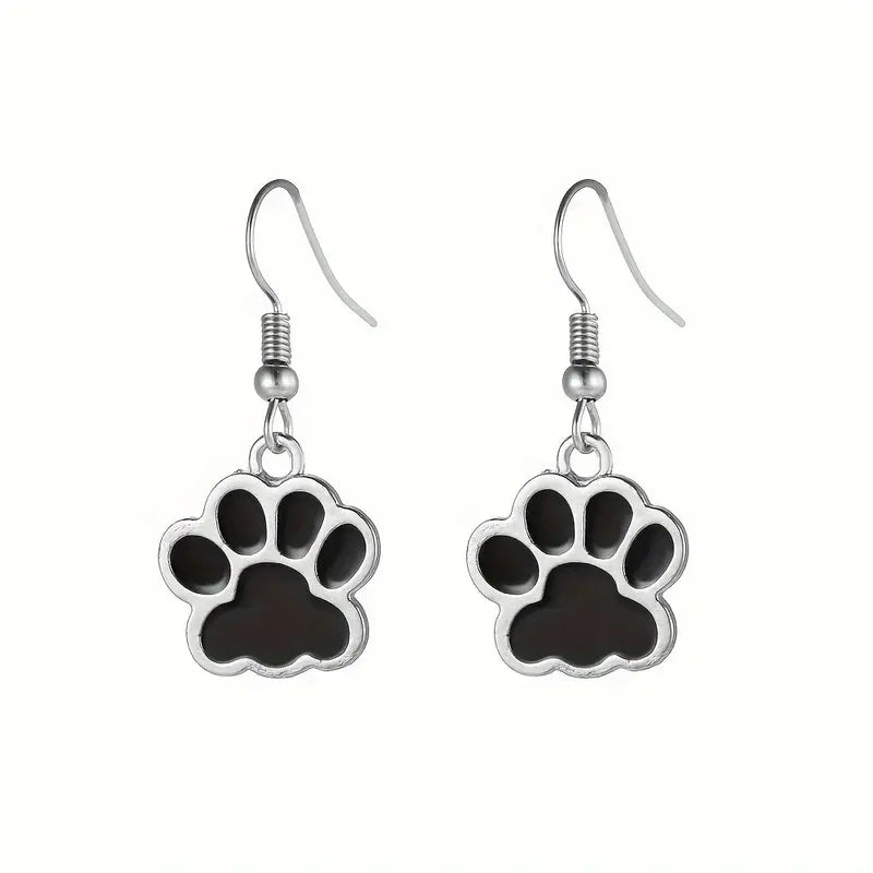 Black Dog Paw Earrings