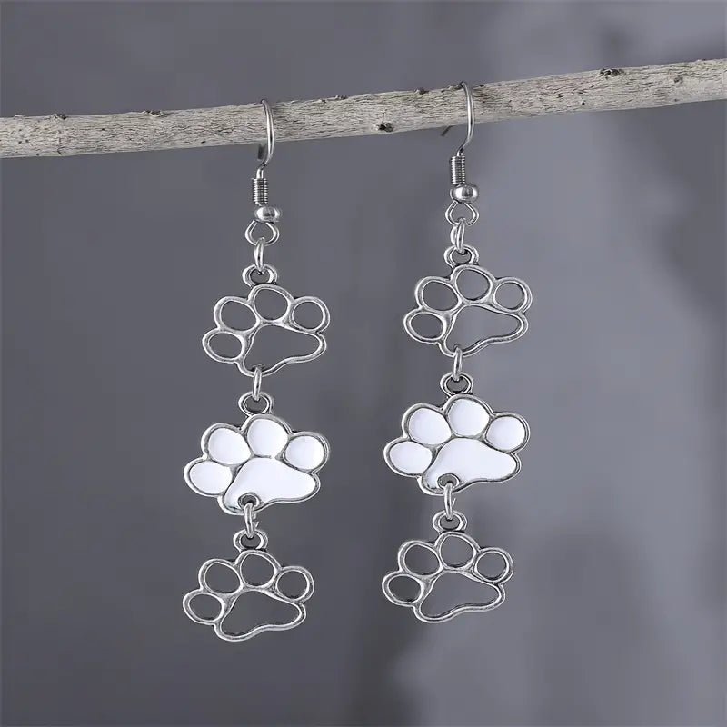 Triple Dog Paw Earrings