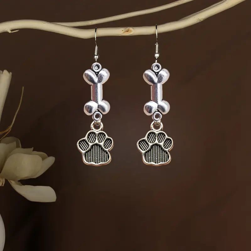 Dog Paw & Bone Earrings