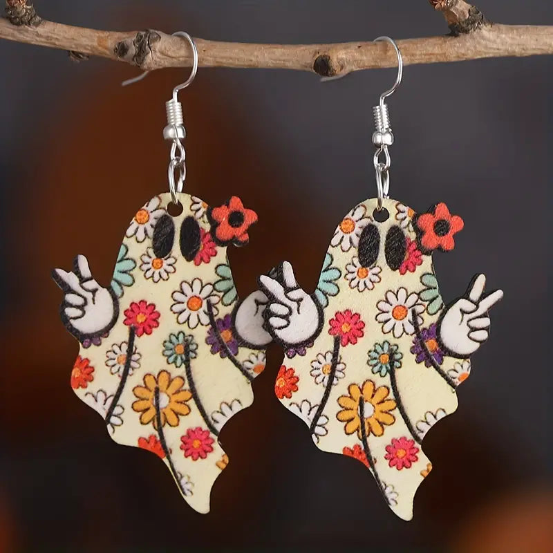 Vintage Flowered Ghost Earrings