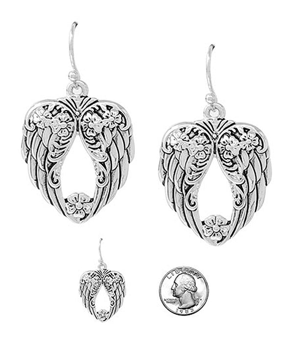 Angel Wing Earrings with Flowers