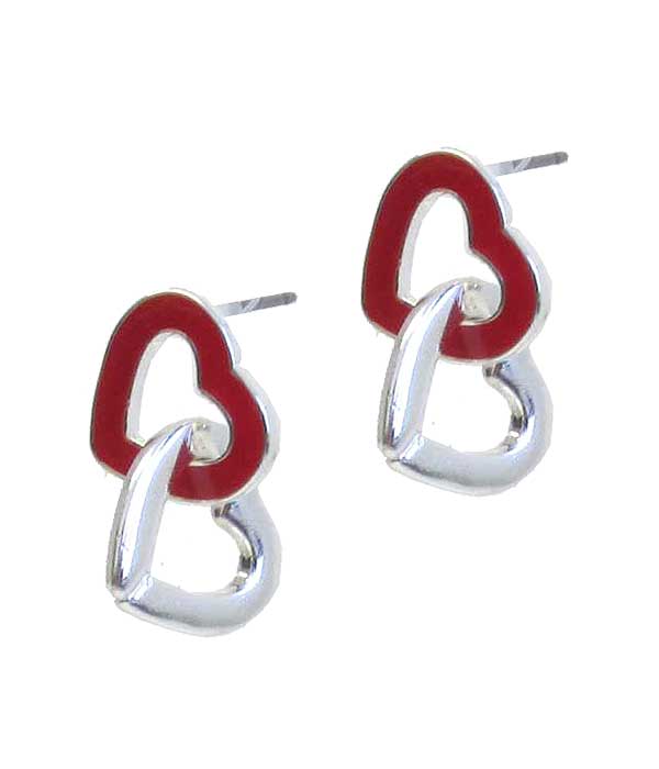 Double Heart Stud Earrings