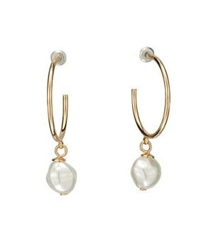 Gold Pearl Dangle Earrings