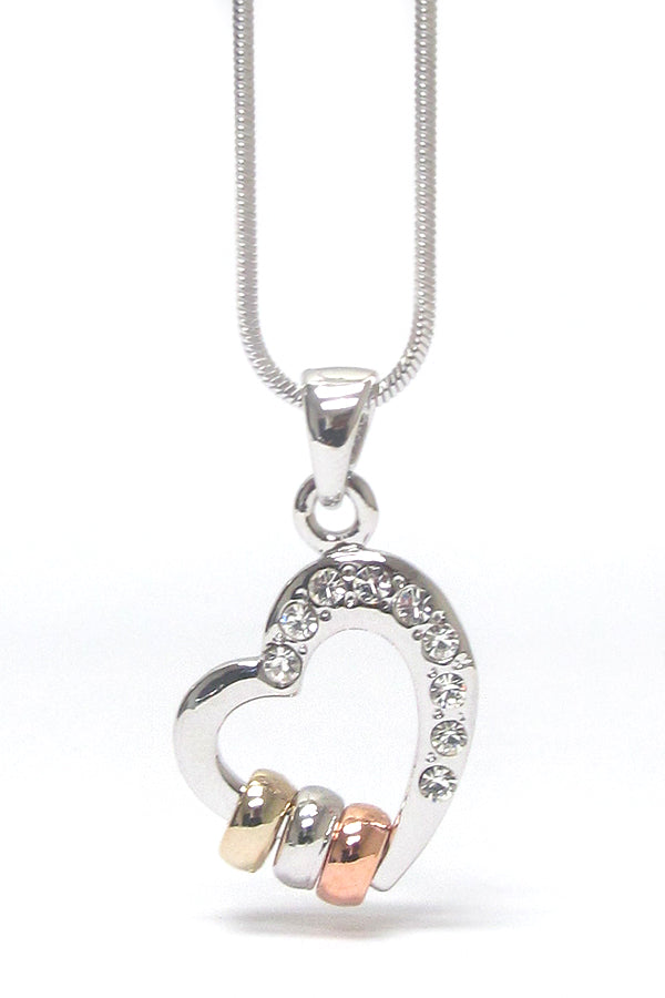 Heart Necklace with Multi-Colored Rings