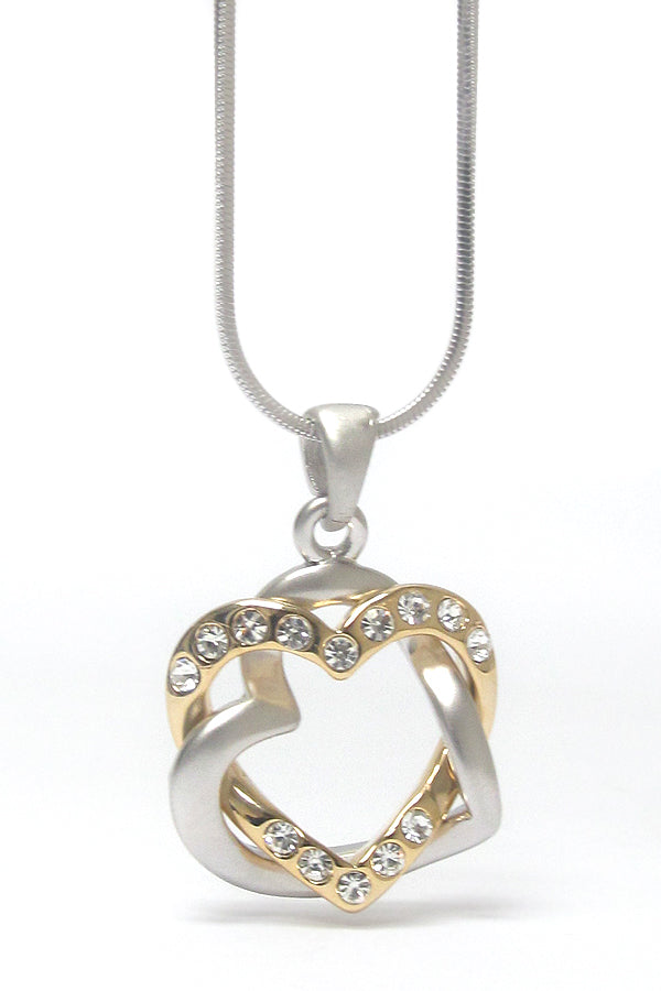 Gold & Silver Crystal Heart Necklace