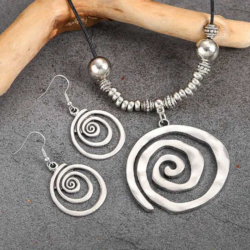 Retro Spiral Necklace & Earring Set