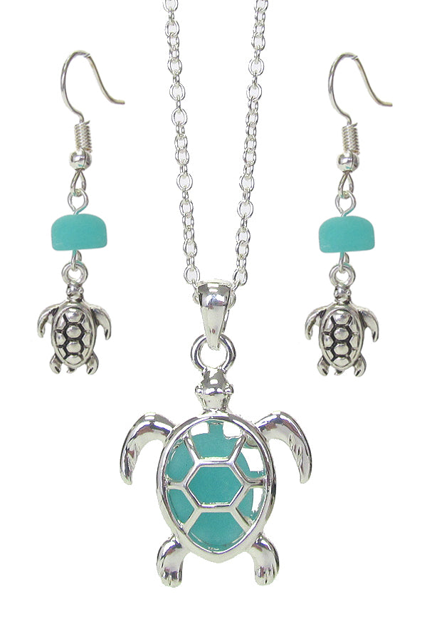 Turtle & Sea Glass Jewelry Set