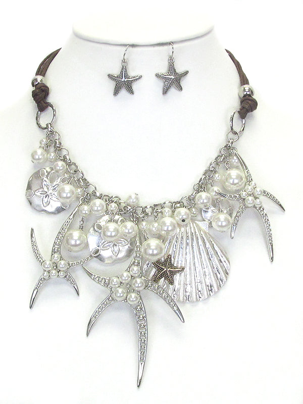 Starfish, White Shell & Pearl Necklace