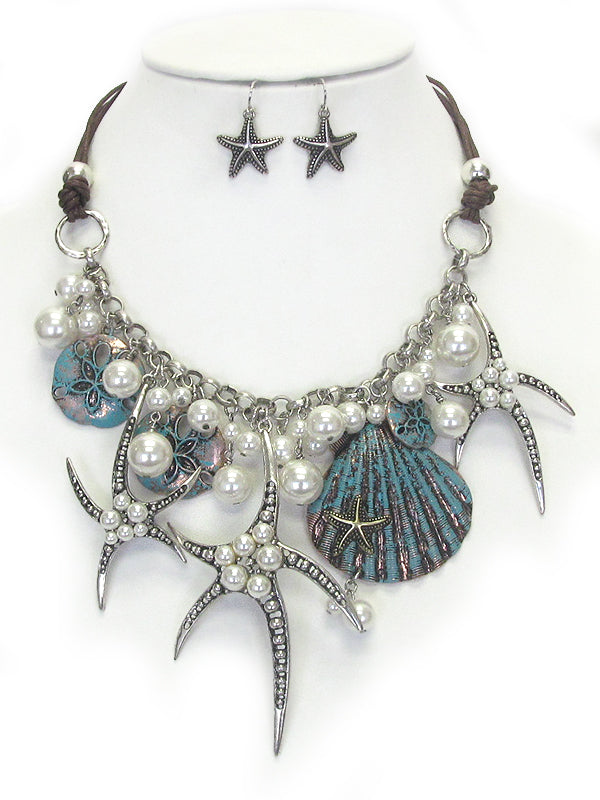 Starfish, Blue Shell & Pearl Necklace (Copy)